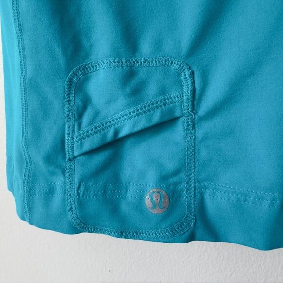 Lululemon Teal and Gray Athletic Tank Top Logo Pocket Ruched Stretch Sleeveless - Picture 4 of 7